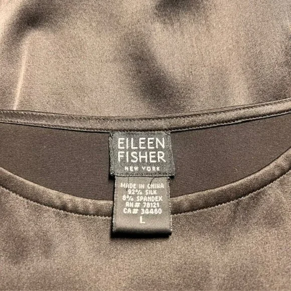 Eileen Fisher Black Long Sleeve Silk Blouse Size L - Picture 8 of 8